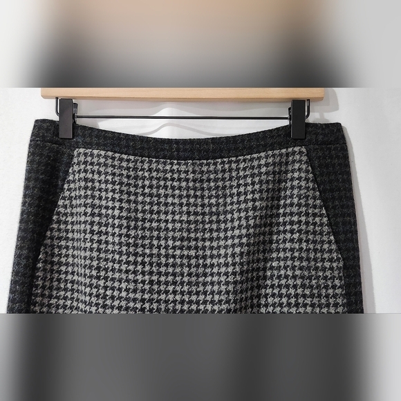 J.Crew Womens Wool Skirt Size 4‎ Black Gray Houndstooth Old Money Work Career - Picture 3 of 8